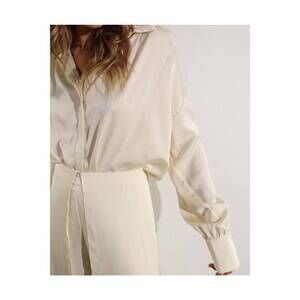 NEW MULLA satin long sleeve top in ivory